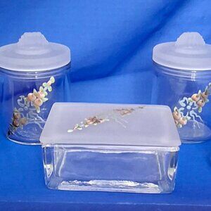 Vintage Art Deco Kruger Glass 5 Piece Nursery Vanity Set